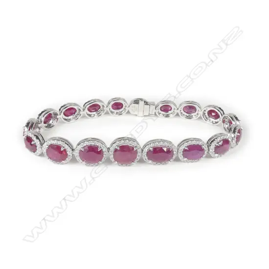 A platinum ruby and diamond bracelet