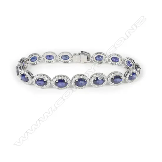 A platinum sapphire and diamond bracelet