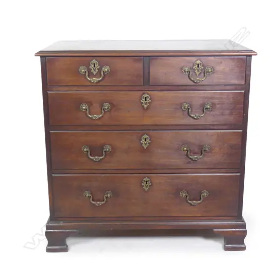 A mahogany small proportion Georgian five drawer chest