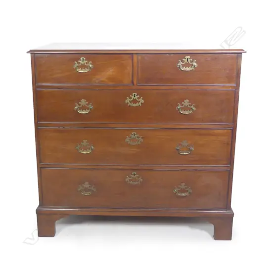 A late Georgian mahogany five drawer chest