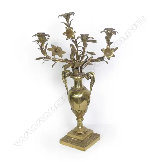 A French gilded brass table candelabra