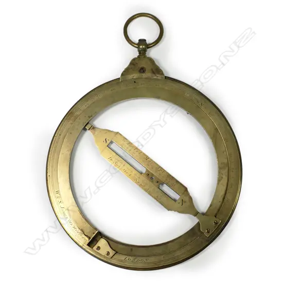 An 18thC brass 9-inch universal equinoctial ring dial [sundial] by W. & S. Jones