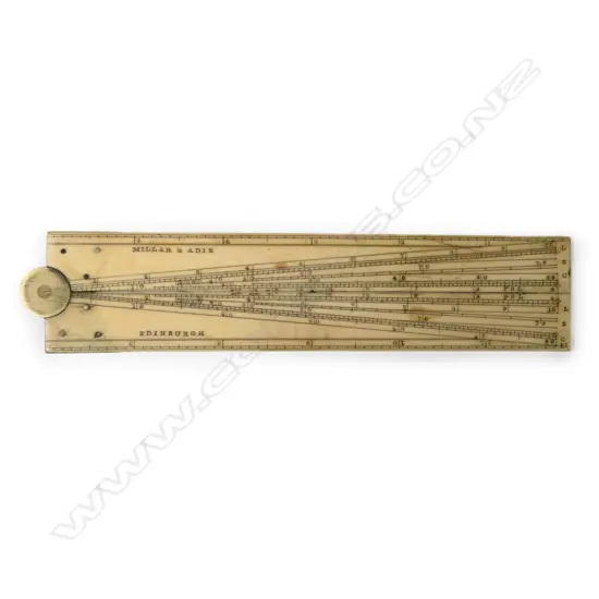 A c.1900 Millar & Adie Edinburgh 12-inch two-fold ivory rule