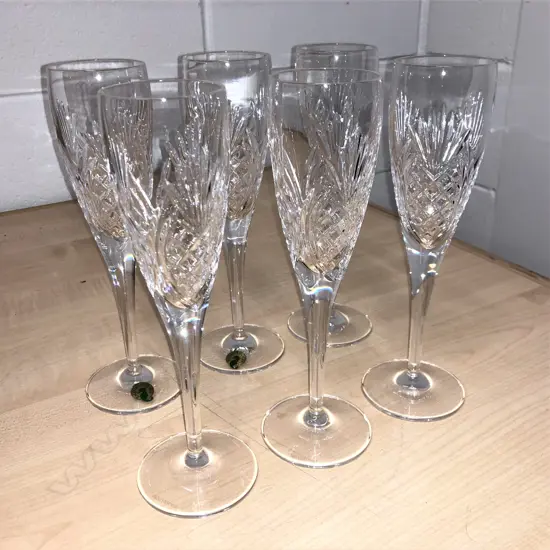 A set of six Waterford crystal champagne flutes