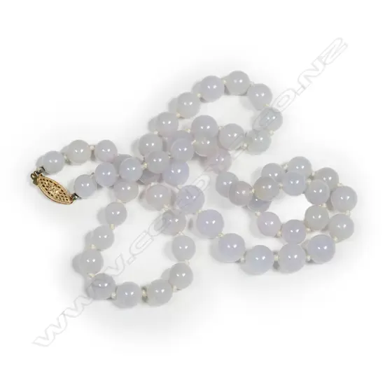 A good Chinese lavender jadeite necklace