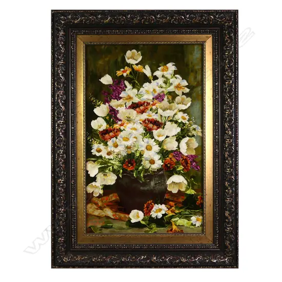 A fine Persian all silk hand knotted picture rug