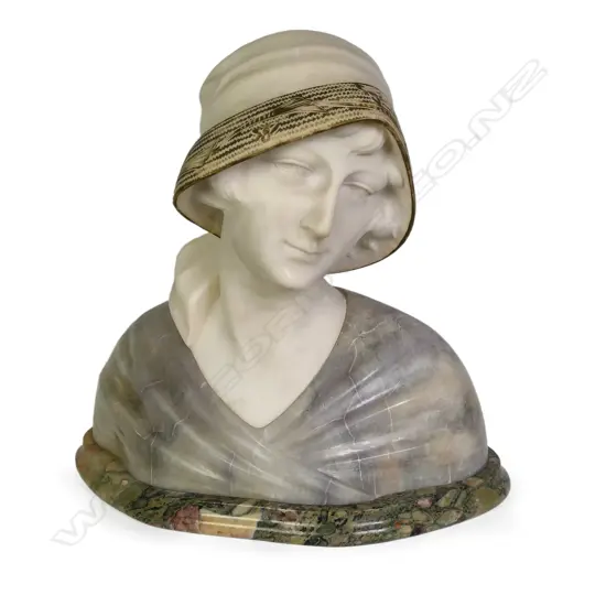 A good Art Deco alabaster bust of a young woman