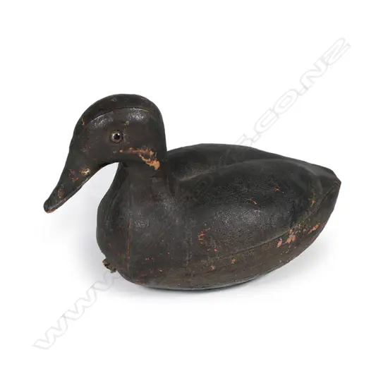 A rare c.1900 leather duck decoy