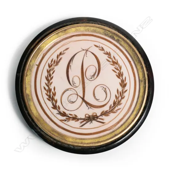 A Georgian tortoiseshell "in memoriam" trinket box lid