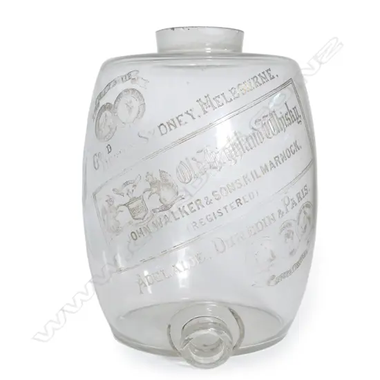 A Victorian glass bar barrel dispenser