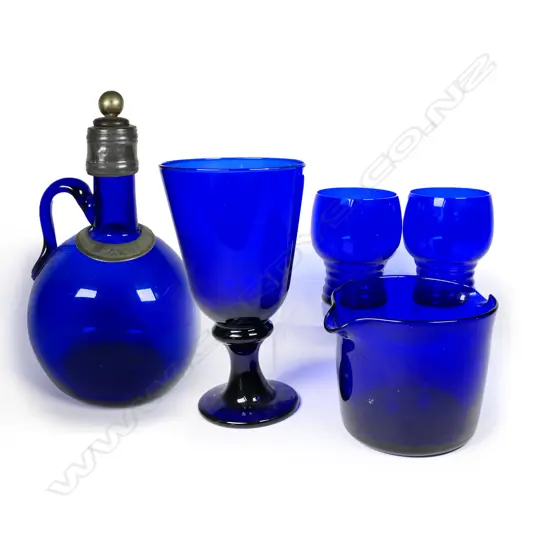 A selection of Bristol Blue glass