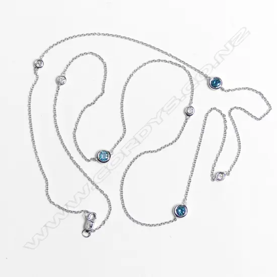 A 14ct white gold and diamond necklace