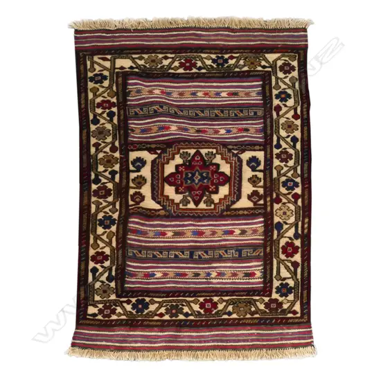 A Persian Berjusta mixed weave rug with pile and kilim