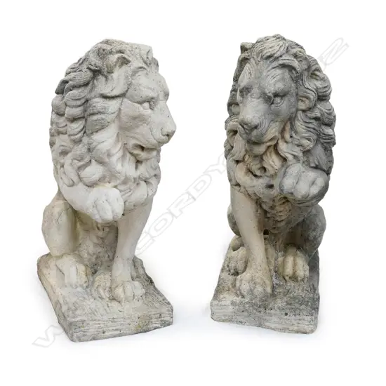 A pair of concrete lions