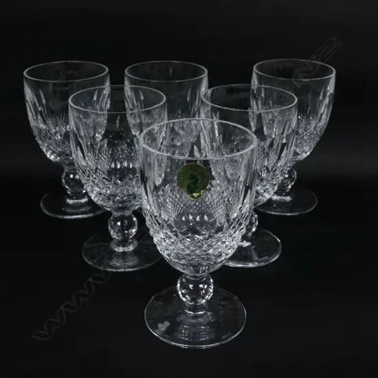A set of six Waterford crystal claret glasses