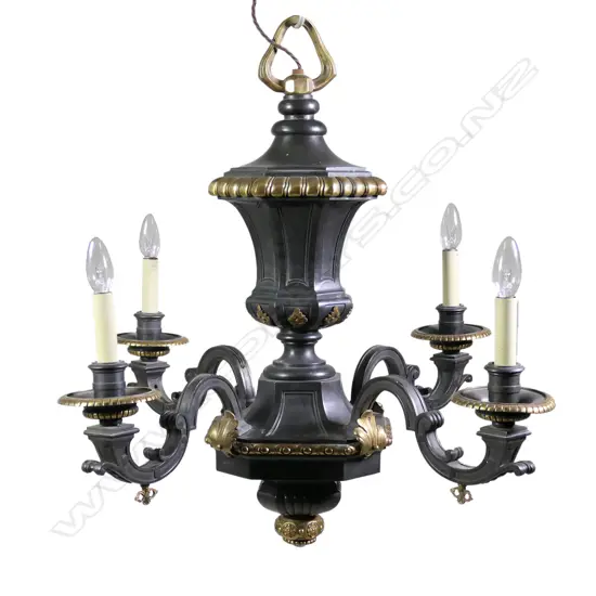A French Empire bronze and ormolu chandelier