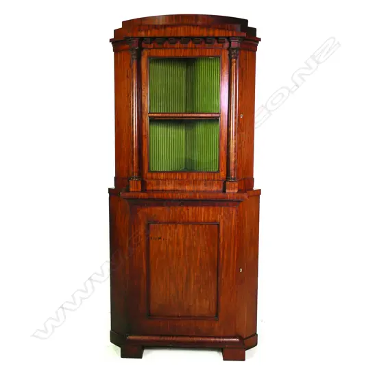 A mahogany Biedermeier standing corner cabinet