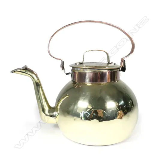 A brass and copper Dutch kettle
