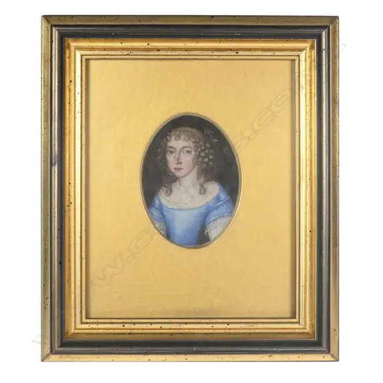 A Georgian miniature oil portrait of a woman
