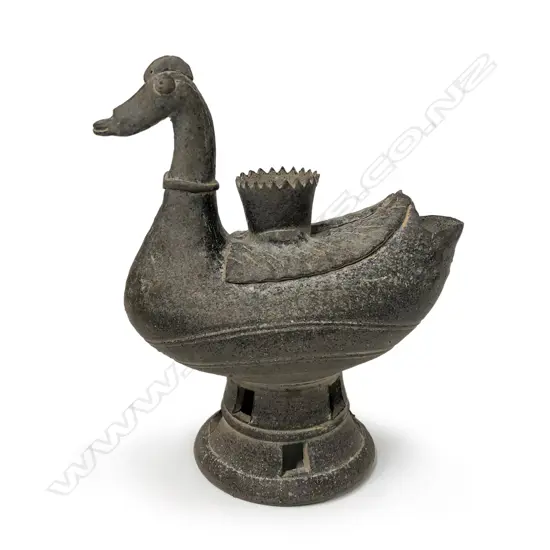 A Chinese ancient style duck form pouring vessel