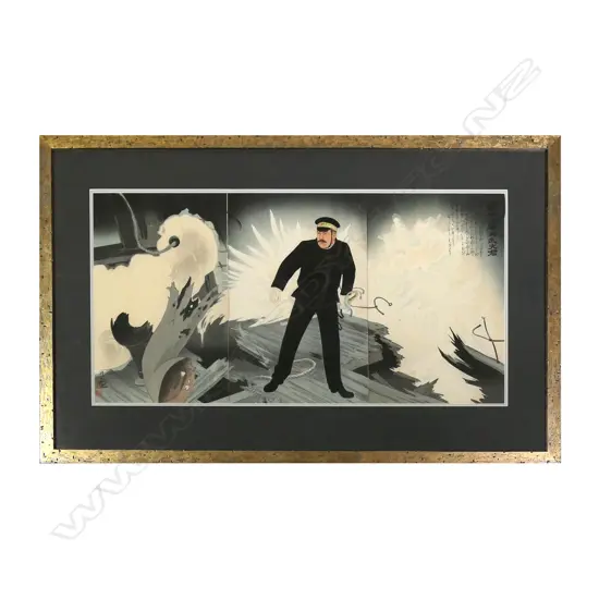 A Japanese triptych ukiyo-e by Kobayashi Kiyochika