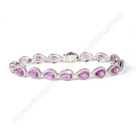 A 14ct white gold sapphire and diamond bracelet