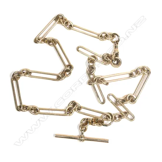 A 9ct yellow gold antique style rail link Albert chain