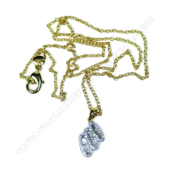 An 18ct white gold and diamond triple oval form pendant