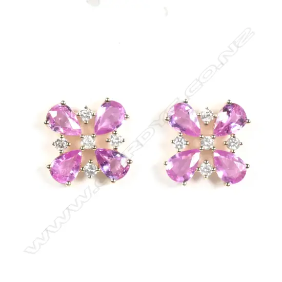 A pair of 14ct yellow gold sapphire and diamond stud earrings