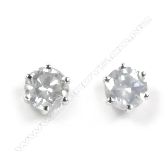 A pair of 14ct white gold diamond stud earrings