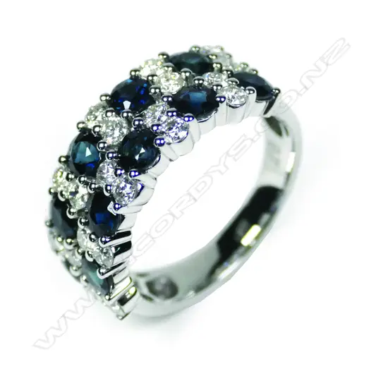 A 14ct white gold sapphire and diamond ring
