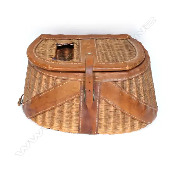 A Scottish fine weave split willow fishing creel