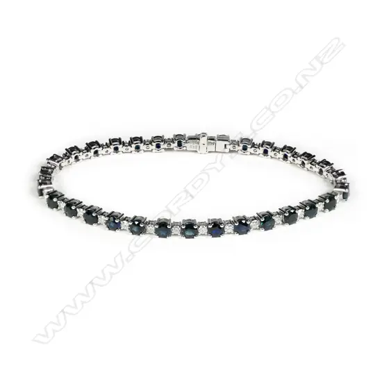 A 14ct white gold sapphire and diamond