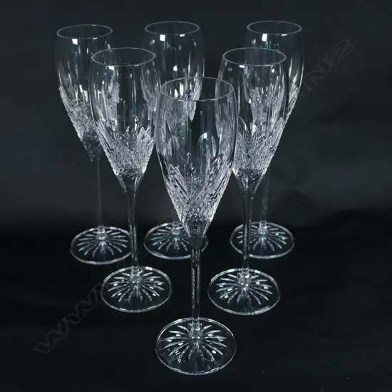 A set of six Waterford crystal champagne glasses
