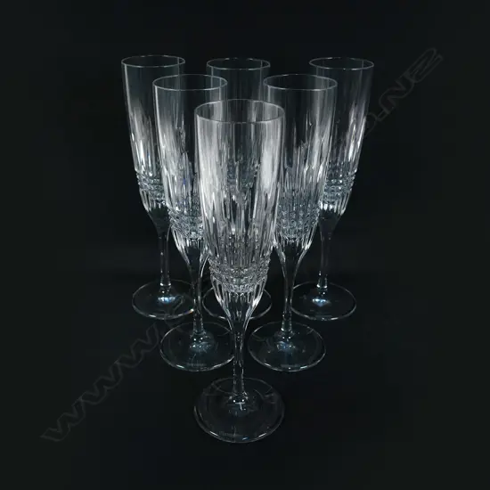 A set of six Waterford crystal champagne flutes
