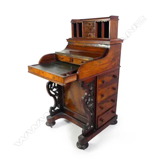 A Victorian burr walnut Davenport