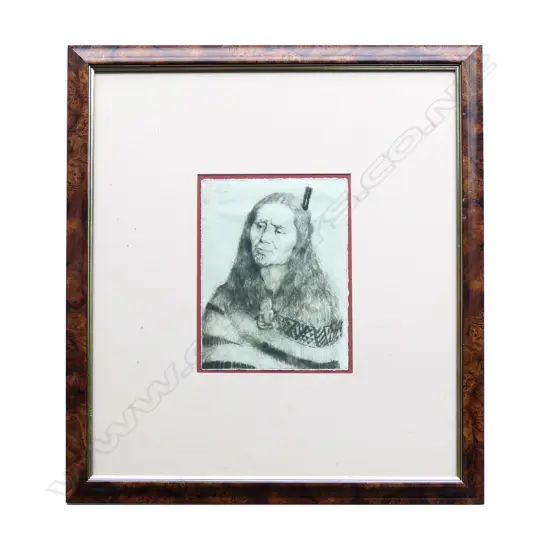 Harry Linley Richardson (UK/NZ 1878-1947), portrait of a Māori woman, drypoint engraving, signed in the plate, 220 x 165mm. Provenance: The McGregor Wright Gallery Collection.