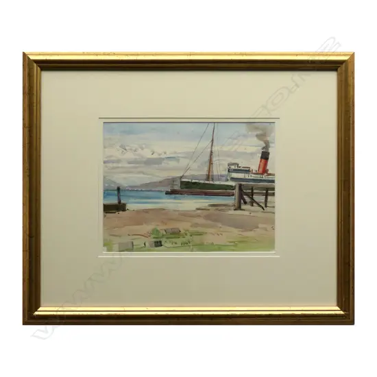 Nugent Welch (1881-1970), Untitled, Wellington Harbour Scene, watercolour, verso initialled and dated1935 along with colour notes. 210 x 285mm