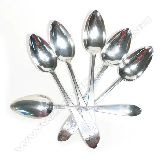 A set of six George III, Irish silver teaspoons, Celtic point pattern,