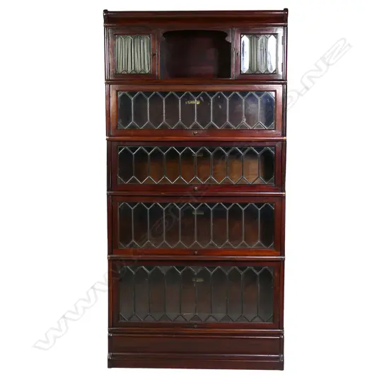 A five tier Globe Wernicke library bookcase,