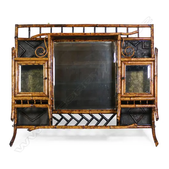 An Edwardian bamboo over mantel mirror,
