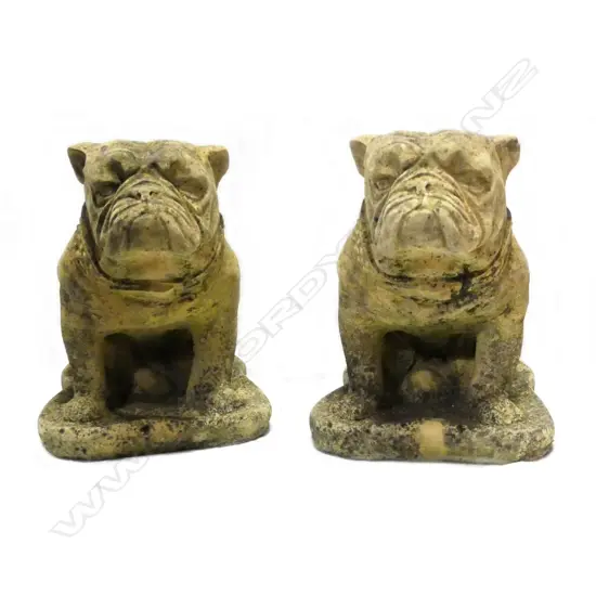 A pair of English Church stone bulldog sculptures
