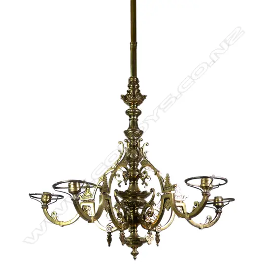 A Victorian brass chandelier,