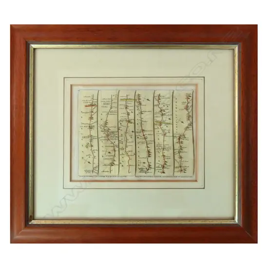 An 18th century Strip Map of the London road from Hampshire through Wiltshire, Dorsetshire, Somersetshire.
