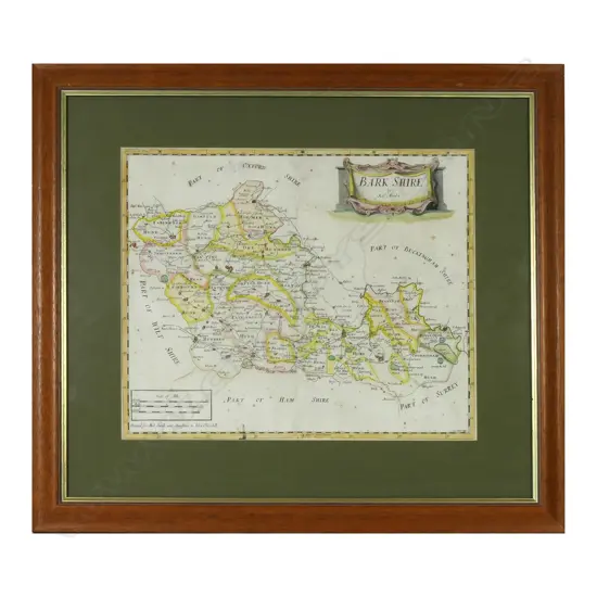 A 17thC framed map of Bark Shire, (Berkshire) by Robert Morden (c.1650-1703)