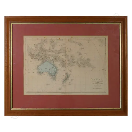 A framed copper engraved map ‘Carte Physique et Politique de L Océanie’,
