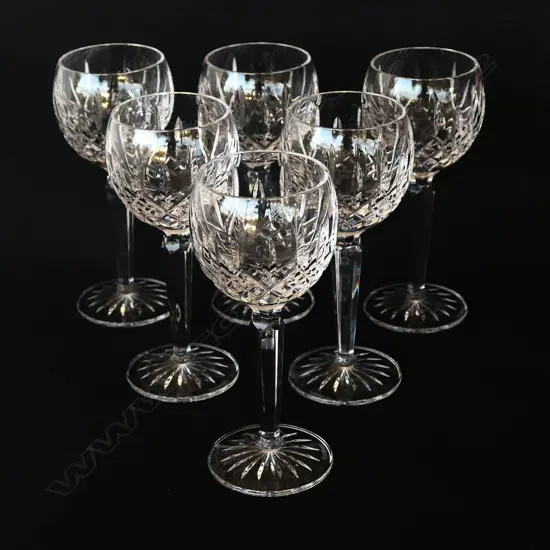 A set of six Waterford crystal Lismore hock glasses,