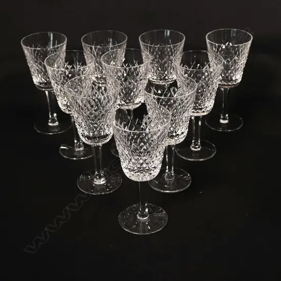 A set of ten Waterford crystal wine glasses,