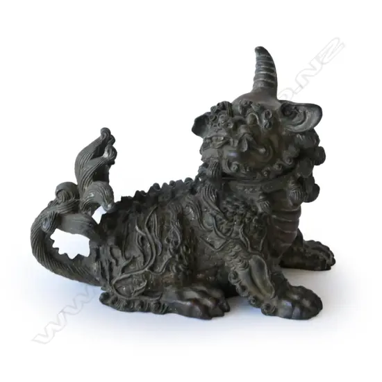 A small Chinese bronze foo dog,