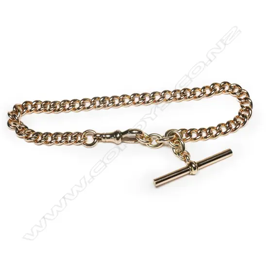 A c.1900 9ct rose gold fob curb link bracelet,